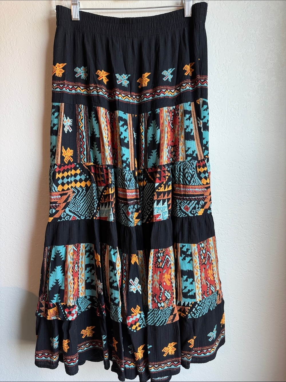 Tiered Maxi Skirt Aztec print
